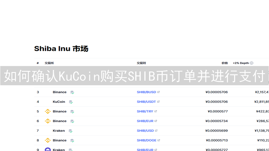 如何确认KuCoin购买SHIB币订单并进行支付